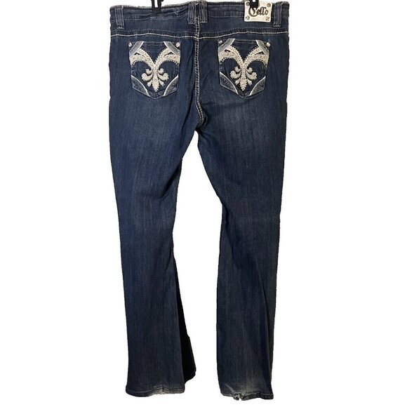 Cello Sz 20 Women's Jeans Bling Embroidery Med Blue Distressed Bootcut Feminine - Picture 2 of 16